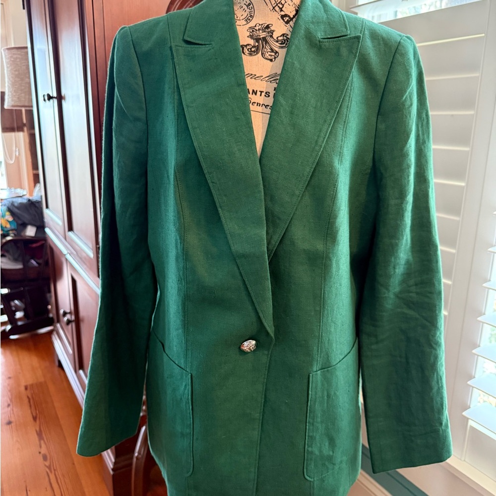 Deep Green Women's Single-Button Blazer Jacket